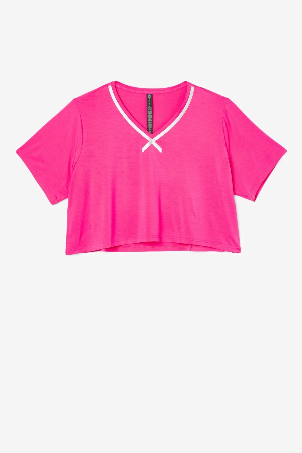Fi-Lux Hi-Low Crop Top Fila Outlets Bright Pink