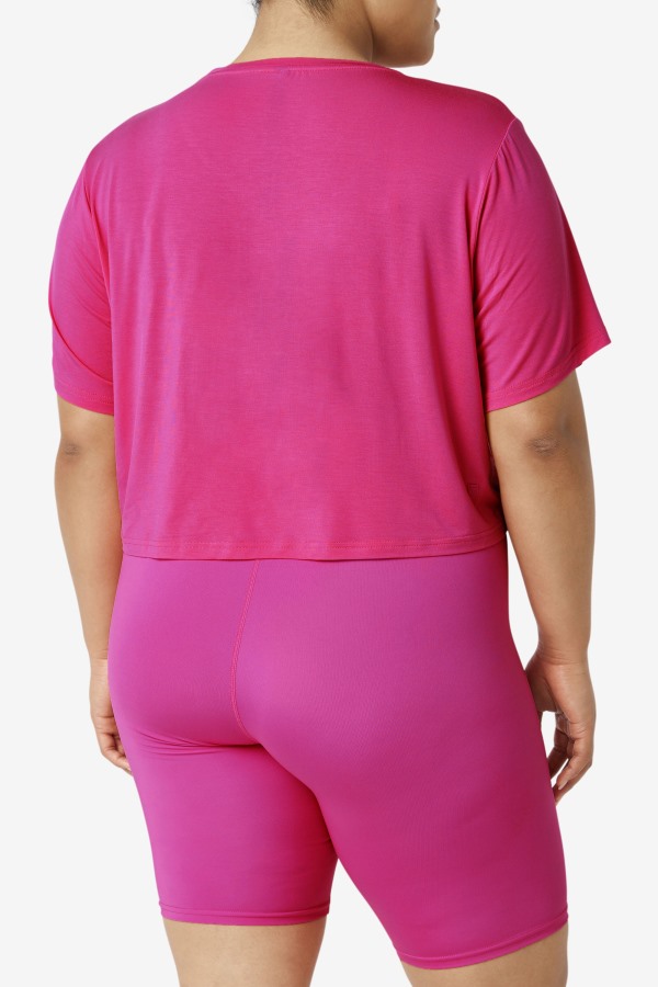 Fi-Lux Hi-Low Crop Top Fila Outlets Bright Pink