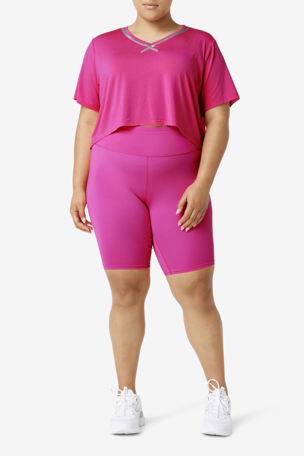 Fi-Lux Hi-Low Crop Top Fila Outlets Bright Pink