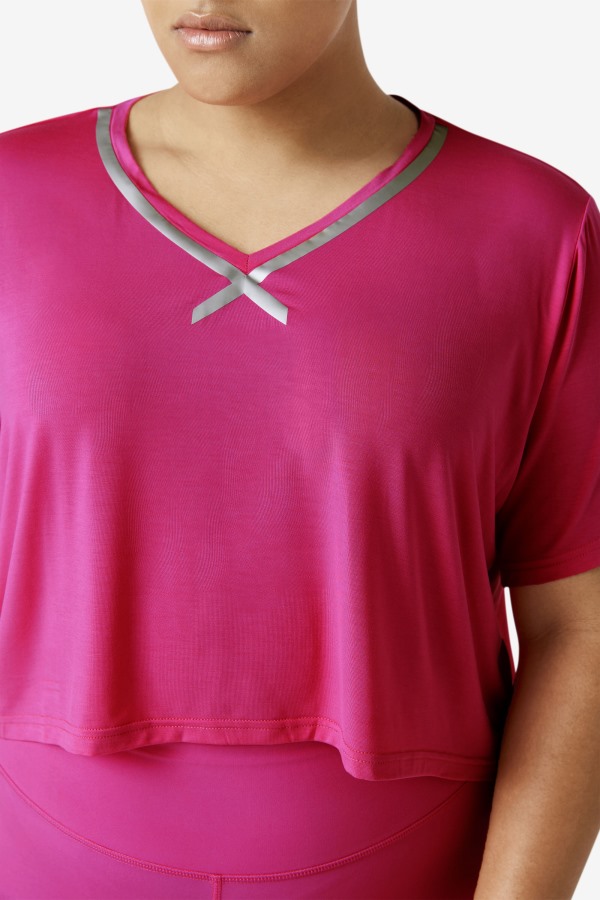 Fi-Lux Hi-Low Crop Top Fila Outlets Bright Pink