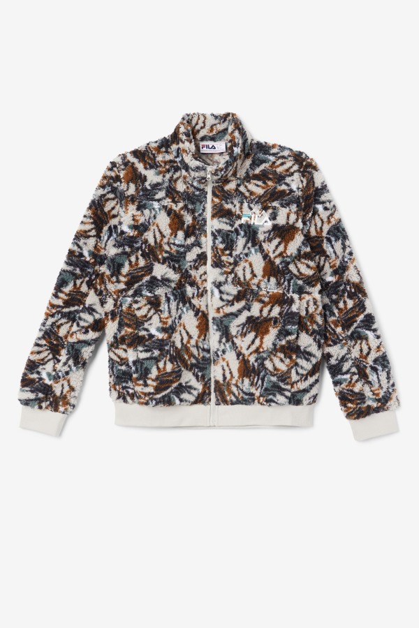 Fila Outlets Drewe Sherpa Jacket Egret/Stormy/Deep Lake Print