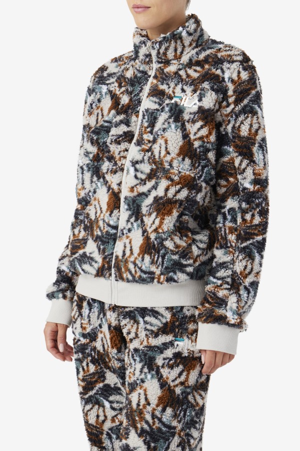 Fila Outlets Drewe Sherpa Jacket Egret/Stormy/Deep Lake Print
