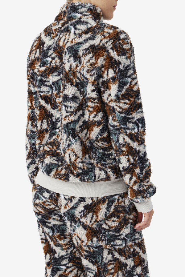 Fila Outlets Drewe Sherpa Jacket Egret/Stormy/Deep Lake Print