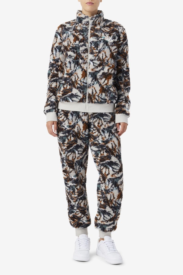 Fila Outlets Drewe Sherpa Jacket Egret/Stormy/Deep Lake Print