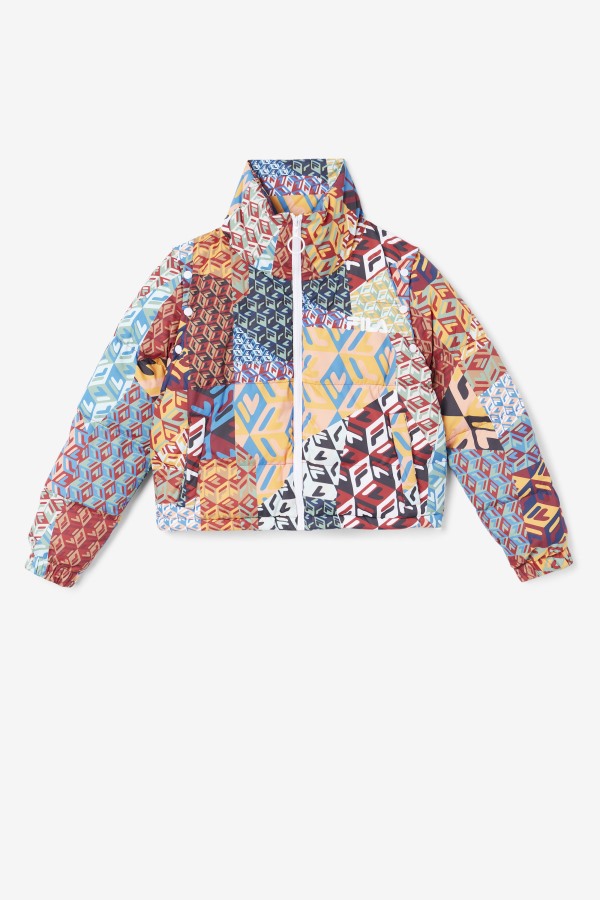 Marina Snapoff Sleeve Puffer Fila Outlets Ocean/Yellow/White