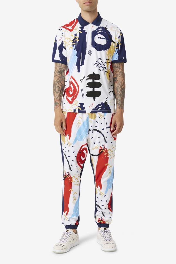 White/Peacoat/Red Fila Outlets Fila x The Museum Printed Polo