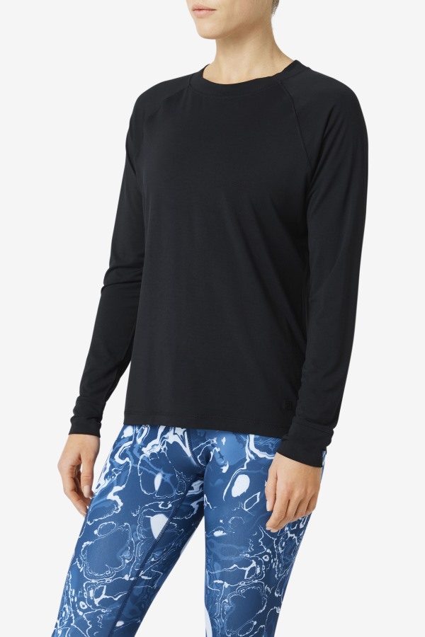 Fi-Lux Mesh Back Long Sleeve Crew Fila Outlets Black