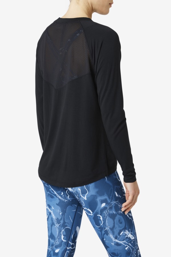 Fi-Lux Mesh Back Long Sleeve Crew Fila Outlets Black
