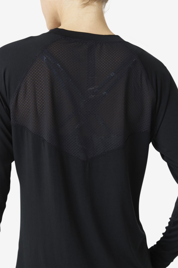 Fi-Lux Mesh Back Long Sleeve Crew Fila Outlets Black
