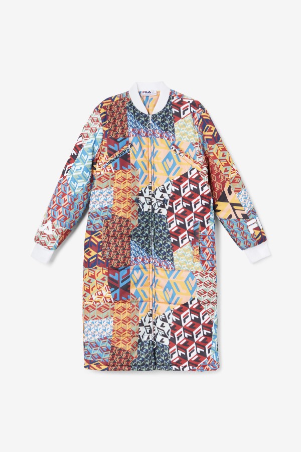 Ocean/Yellow/White Fila Outlets Joanna Allover Print Coat