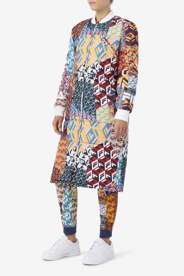 Ocean/Yellow/White Fila Outlets Joanna Allover Print Coat