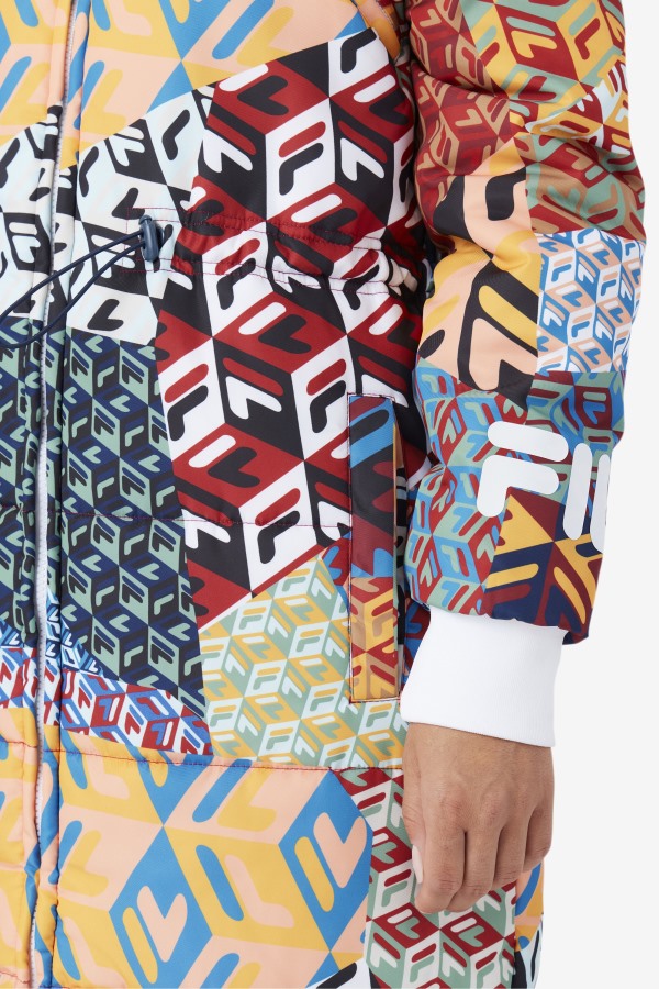 Ocean/Yellow/White Fila Outlets Joanna Allover Print Coat