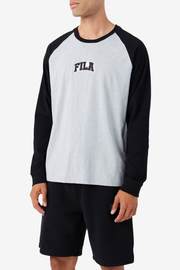 Chet Raglan Tee Fila Outlets Light Grey Marl/Black