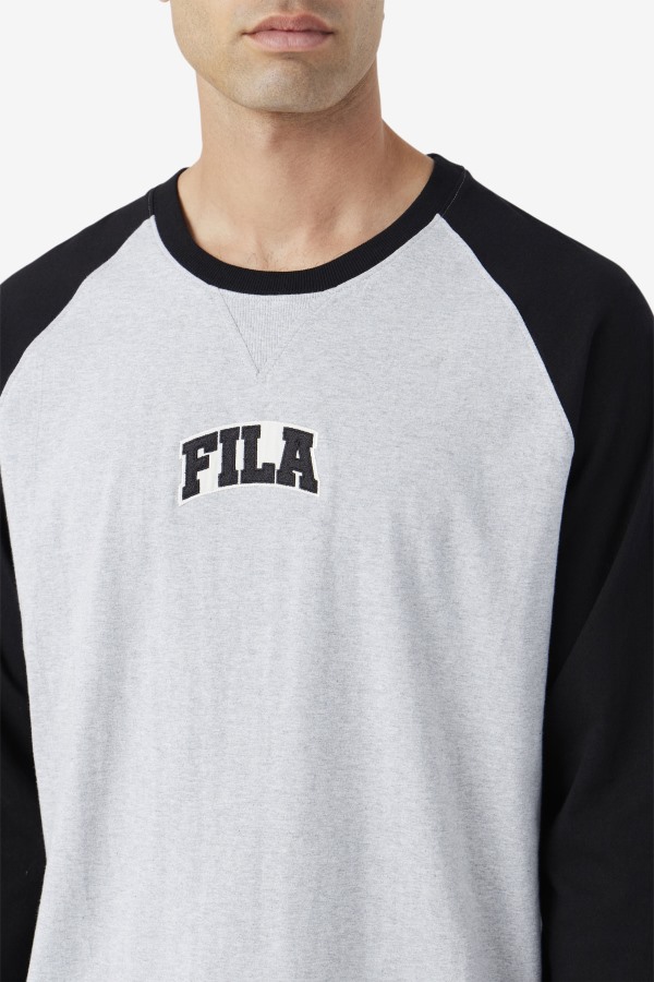 Chet Raglan Tee Fila Outlets Light Grey Marl/Black