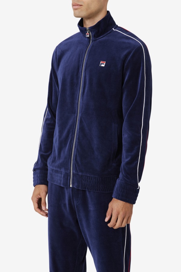 Fila Outlets Navy/White/Red Deverall Velour Jacket