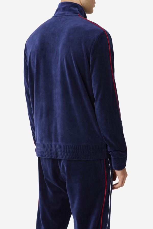 Fila Outlets Navy/White/Red Deverall Velour Jacket
