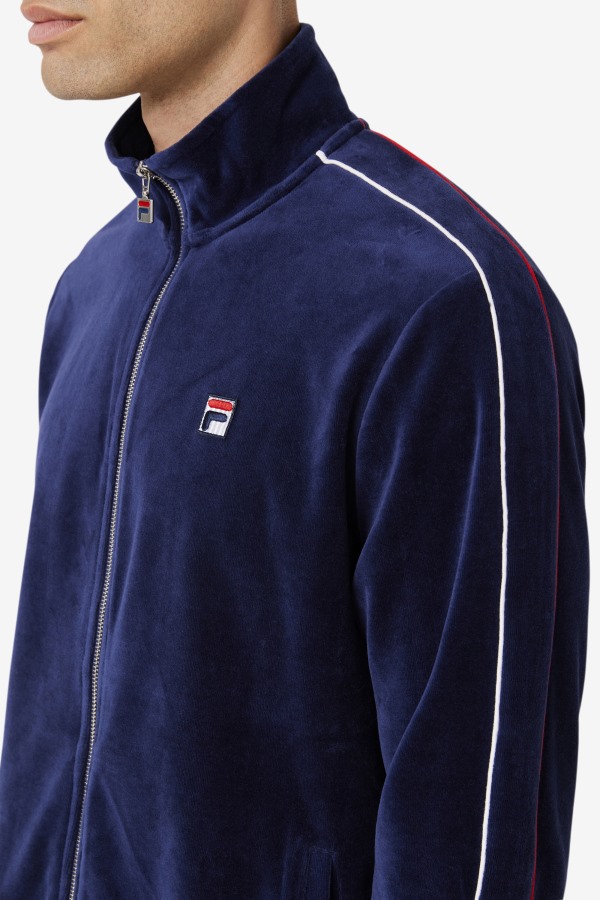 Fila Outlets Navy/White/Red Deverall Velour Jacket