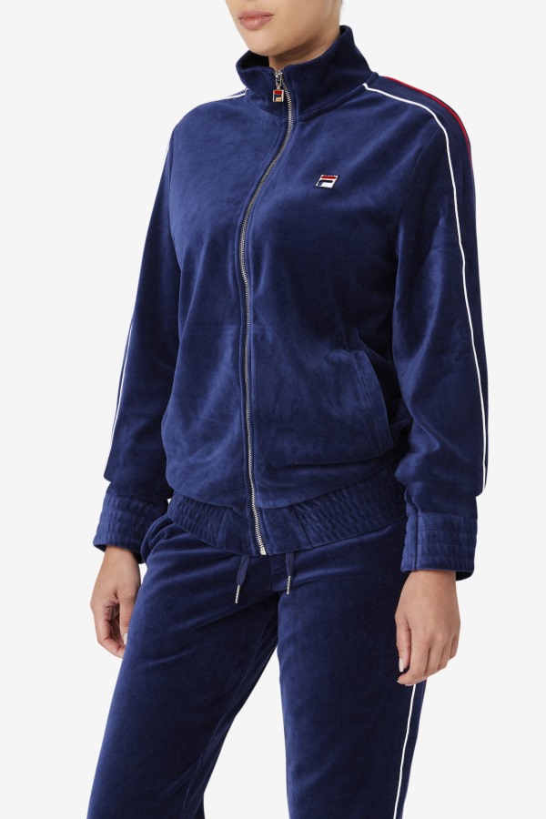 Fila Outlets Navy/White/Red Deverall Velour Jacket