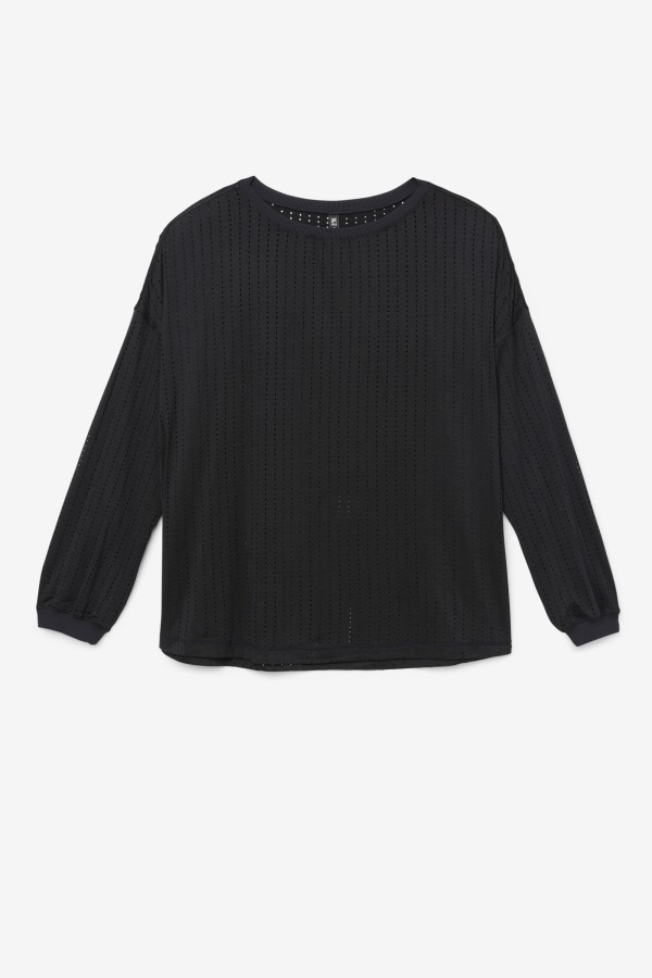 Black Fila Outlets Fi-Lux Mesh Long Sleeve Top