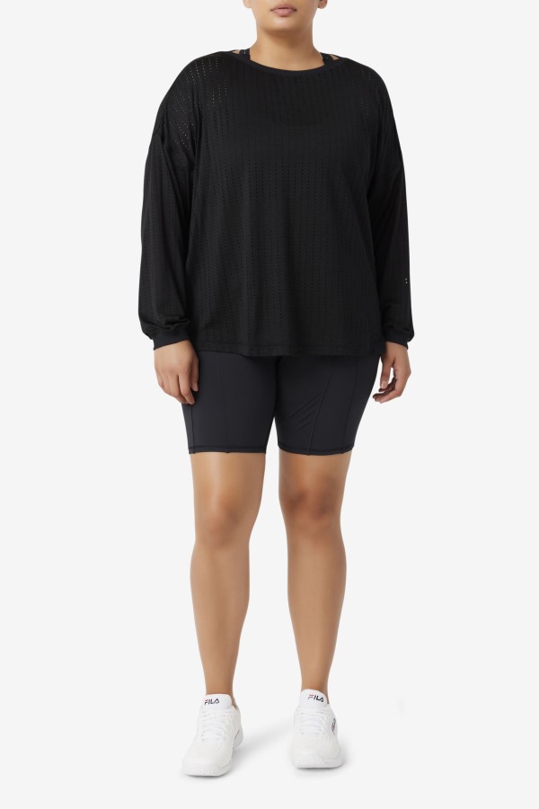 Black Fila Outlets Fi-Lux Mesh Long Sleeve Top
