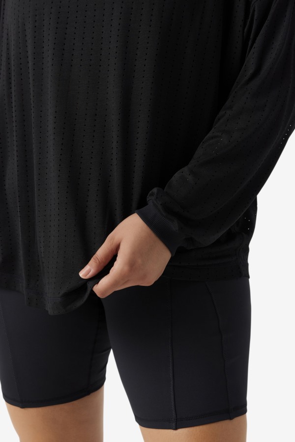 Black Fila Outlets Fi-Lux Mesh Long Sleeve Top