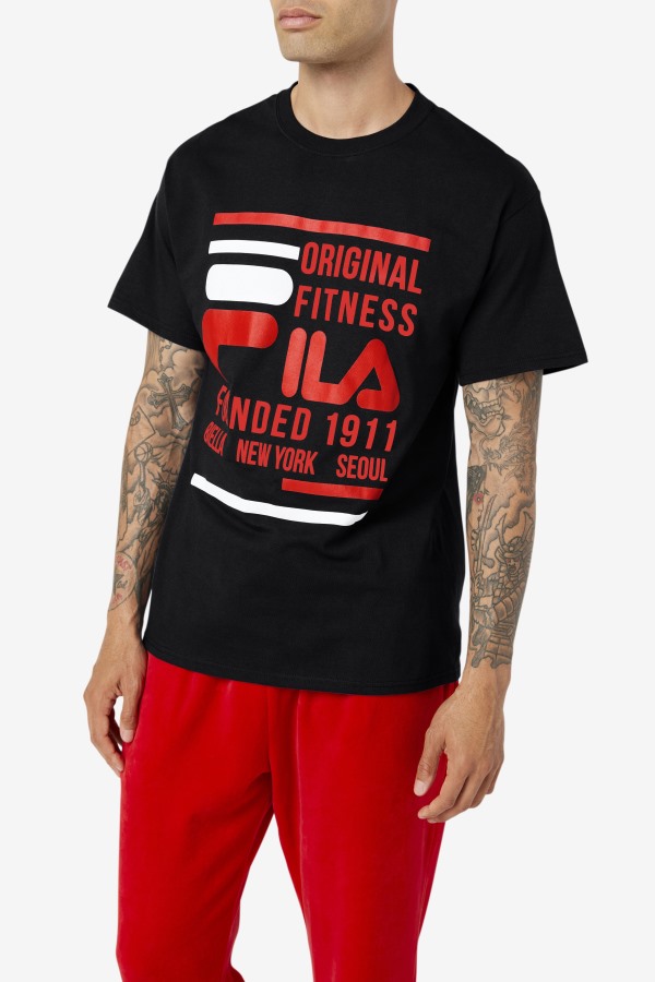 Fila Outlets Original Fitness Tee Black/Red/White
