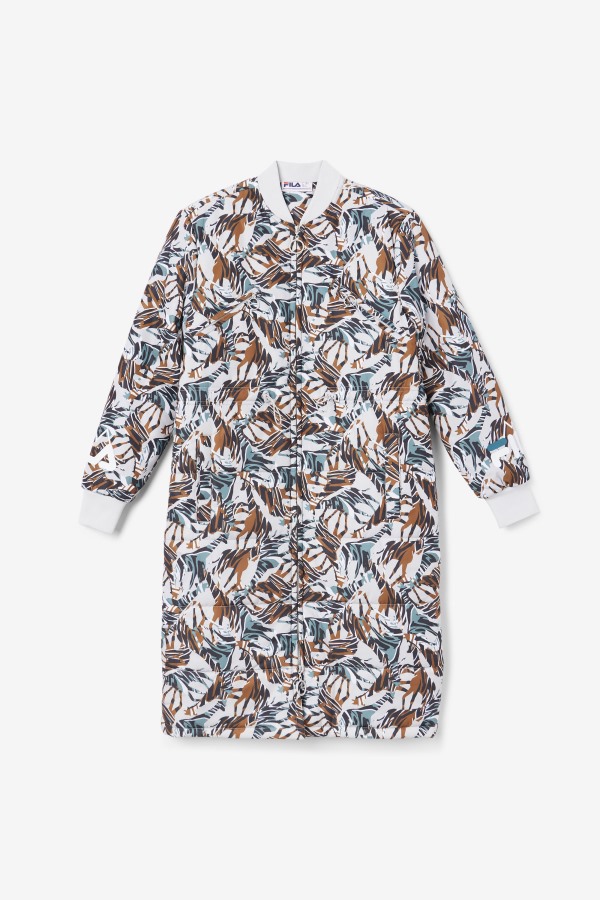 Fila Outlets Giraffe Print Paulana Giraffe Print Long Puffer Coat
