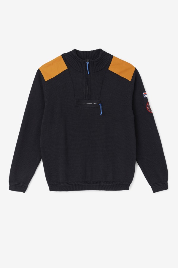 Black/Adobe Merkle 1/4 Zip Sweater Fila Outlets