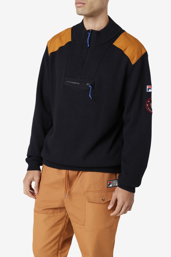 Black/Adobe Merkle 1/4 Zip Sweater Fila Outlets