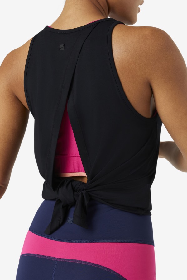 Fi-Lux Black Open Back Tank Top Fila Outlets