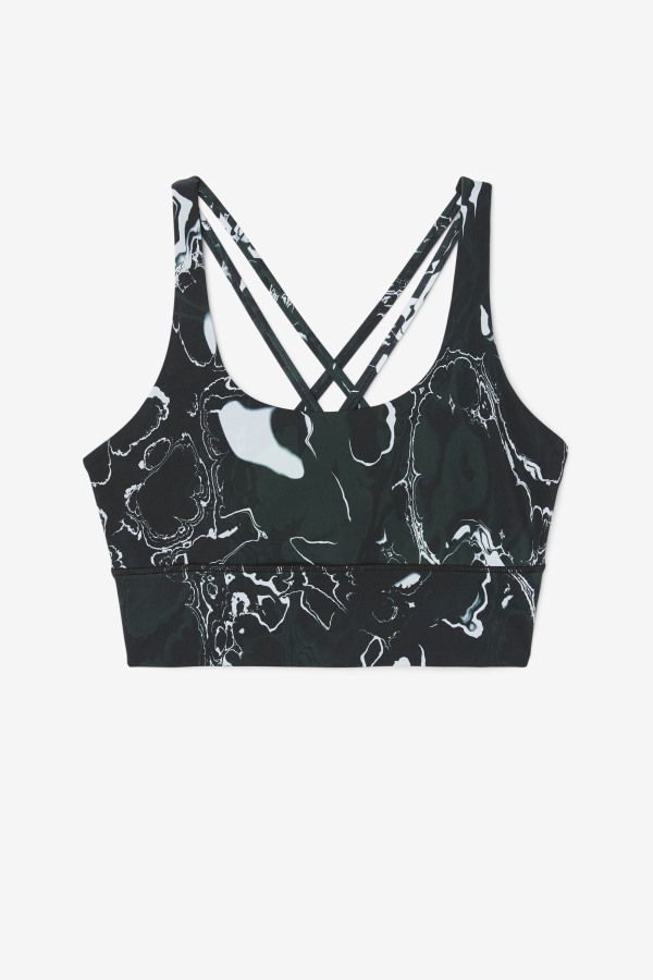 Uplift Cross Back Bra Top Black Marble Fila Outlets
