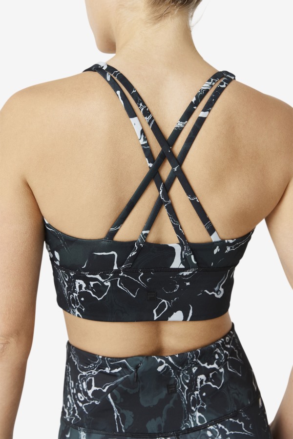 Uplift Cross Back Bra Top Black Marble Fila Outlets