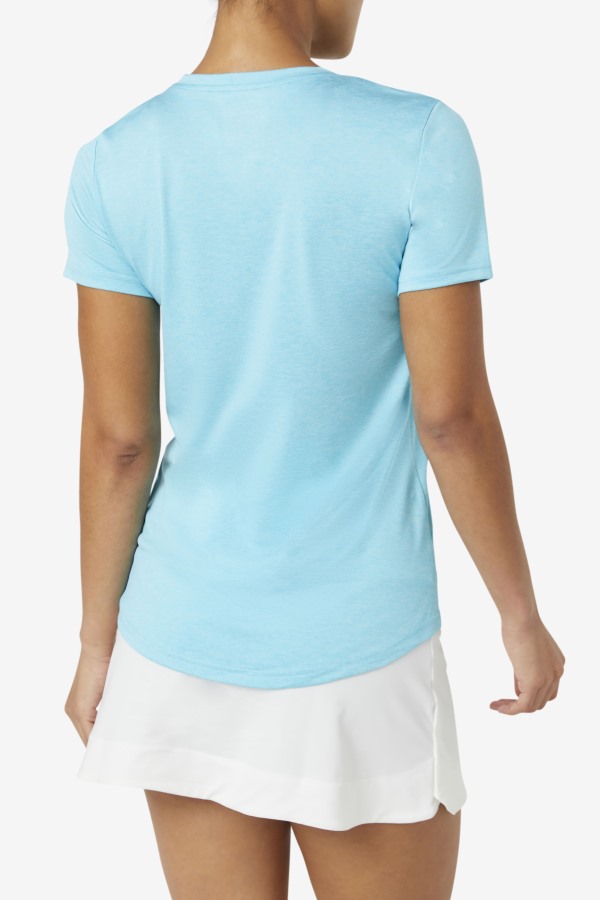 Fila Outlets Pickleball Silky V-Neck Bluefish Heather
