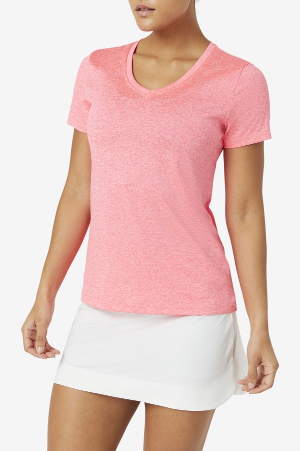Diva Pink Heather Fila Outlets Pickleball Silky V-Neck