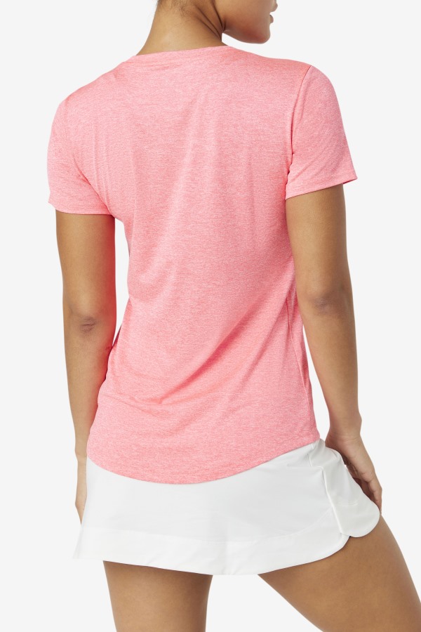 Diva Pink Heather Fila Outlets Pickleball Silky V-Neck