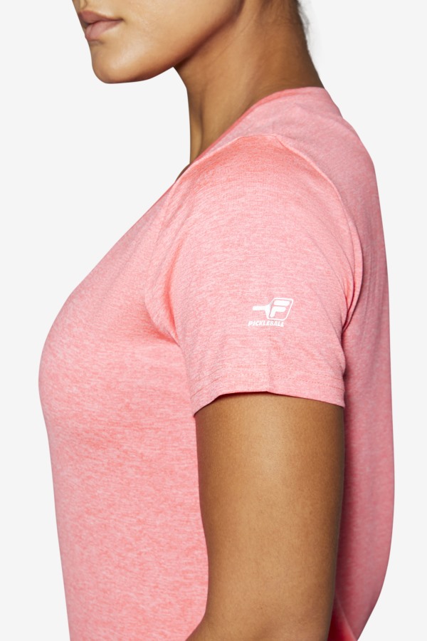 Diva Pink Heather Fila Outlets Pickleball Silky V-Neck