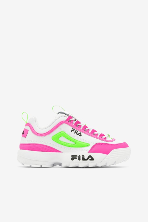 White/Pink/Green Fila Outlets Women's Disruptor 2 Premium
