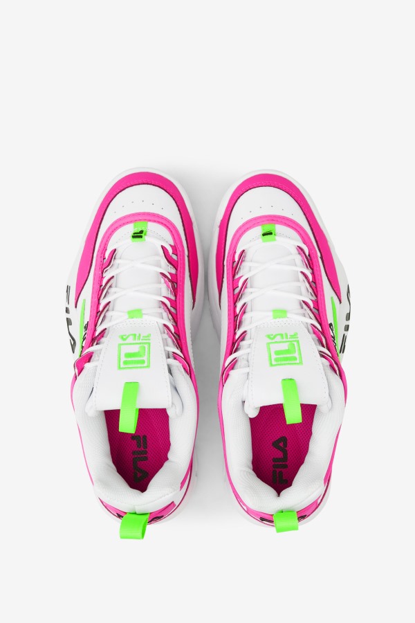 White/Pink/Green Fila Outlets Women\'s Disruptor 2 Premium