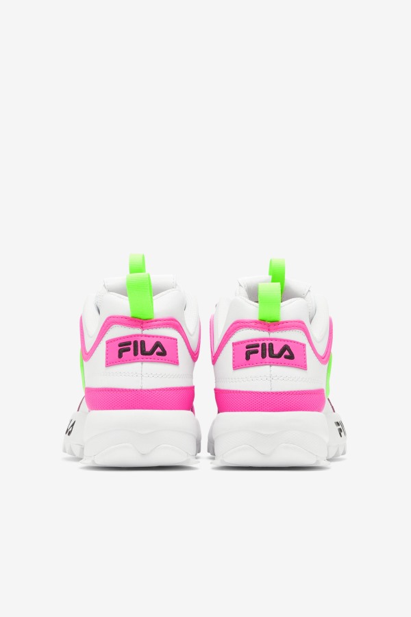 White/Pink/Green Fila Outlets Women\'s Disruptor 2 Premium