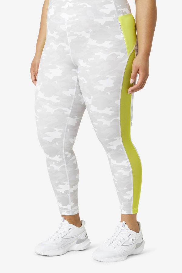 Fila Outlets White/Sulphur Forza Contrast 7/8 Leggings