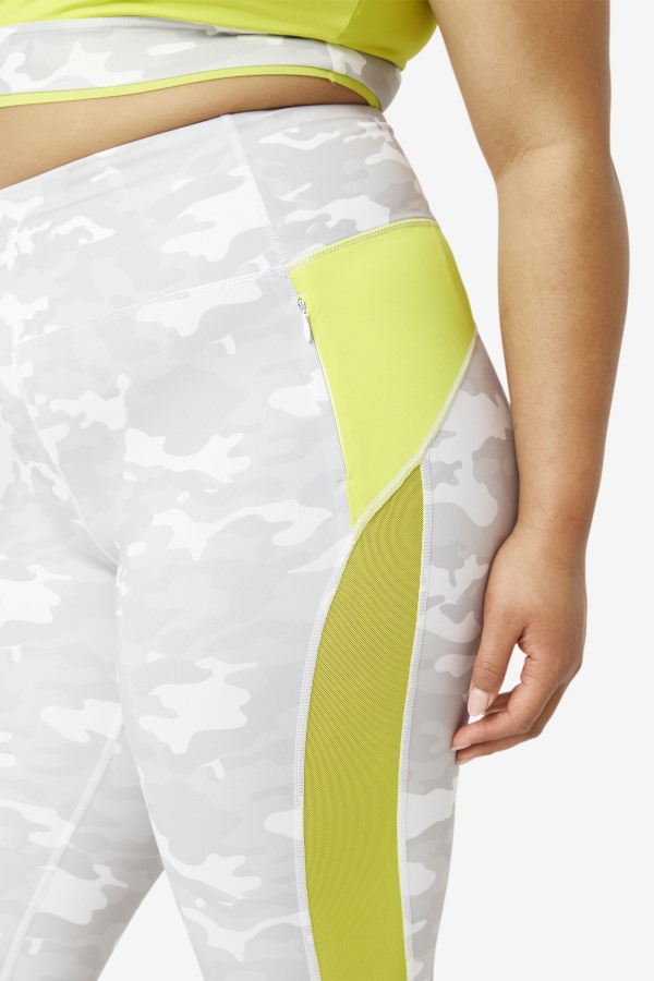 Fila Outlets White/Sulphur Forza Contrast 7/8 Leggings