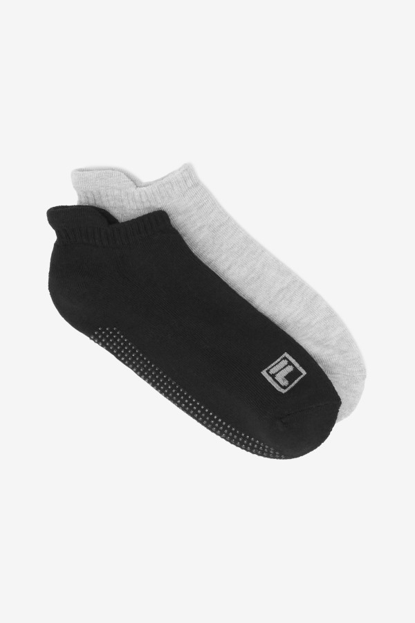 Fila Outlets Women's No Show Grip Sock 2-Pack Black Multi