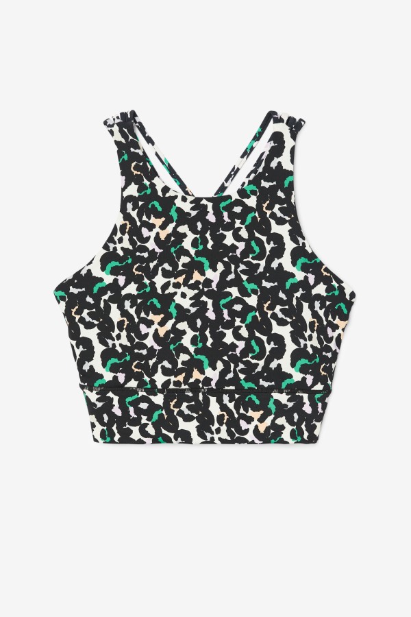 Black Animal Print Fila Outlets Uplift High Neck Sports Bra