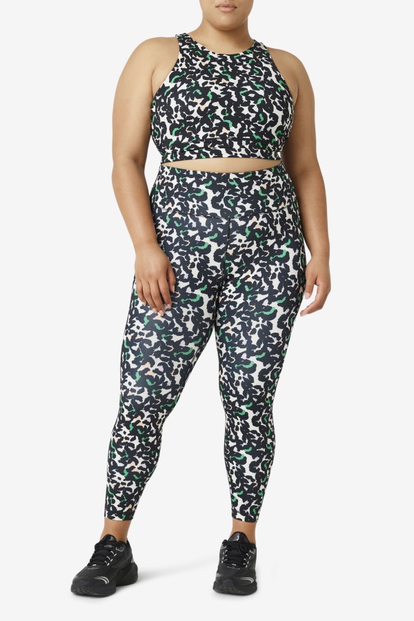 Black Animal Print Fila Outlets Uplift High Neck Sports Bra