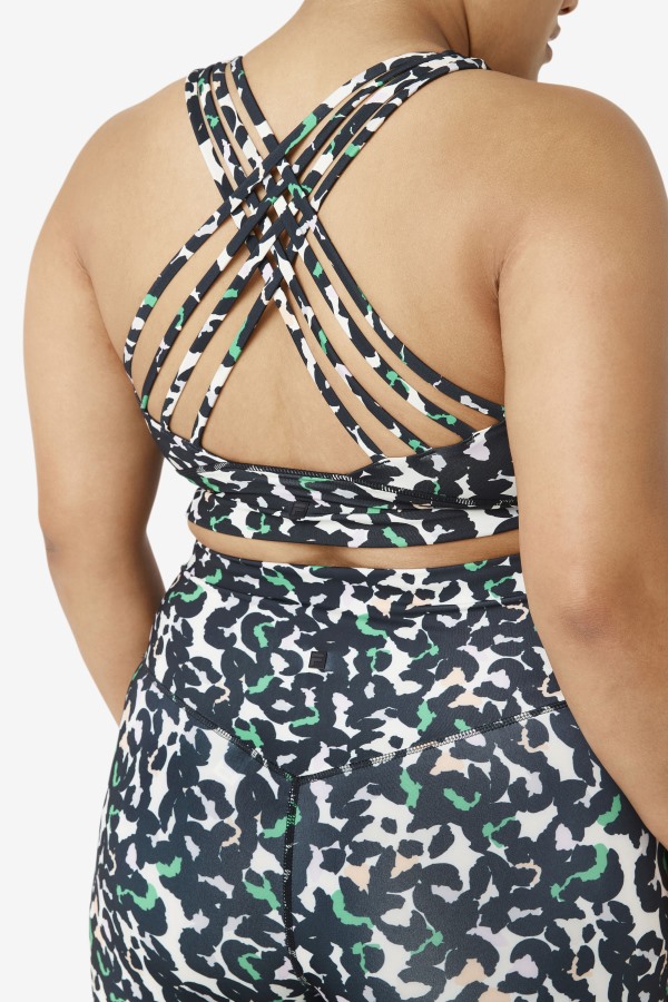 Black Animal Print Fila Outlets Uplift High Neck Sports Bra