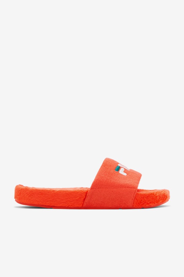 Cherry Tomato/Bayou/White Fila Outlets Terry Drifter Slide