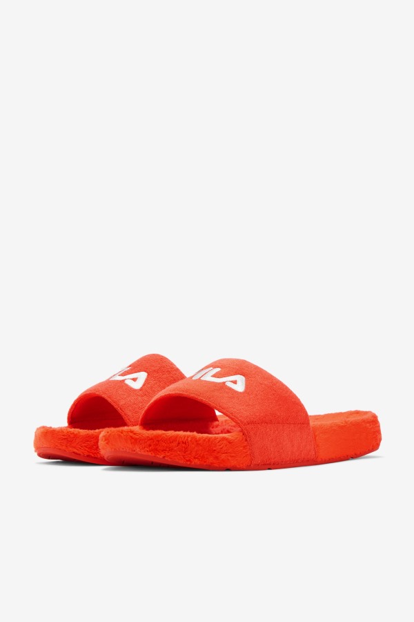 Cherry Tomato/Bayou/White Fila Outlets Terry Drifter Slide
