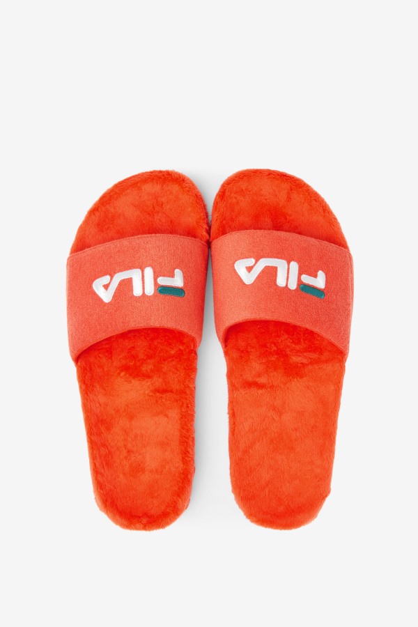 Cherry Tomato/Bayou/White Fila Outlets Terry Drifter Slide