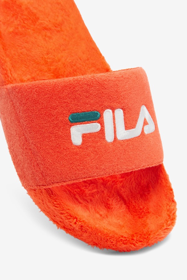 Cherry Tomato/Bayou/White Fila Outlets Terry Drifter Slide