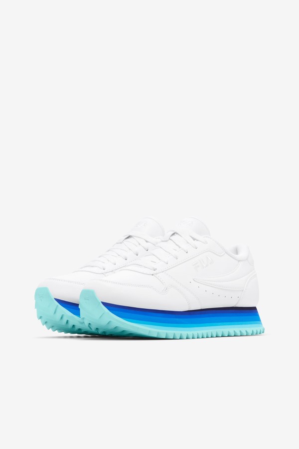 White/Navy/Aruba Blue Women\'s Orbit Stripe Fila Outlets